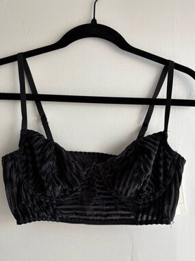 Black Velvet-Striped Bralette